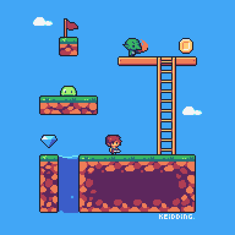 16-color mini platformer mock-up